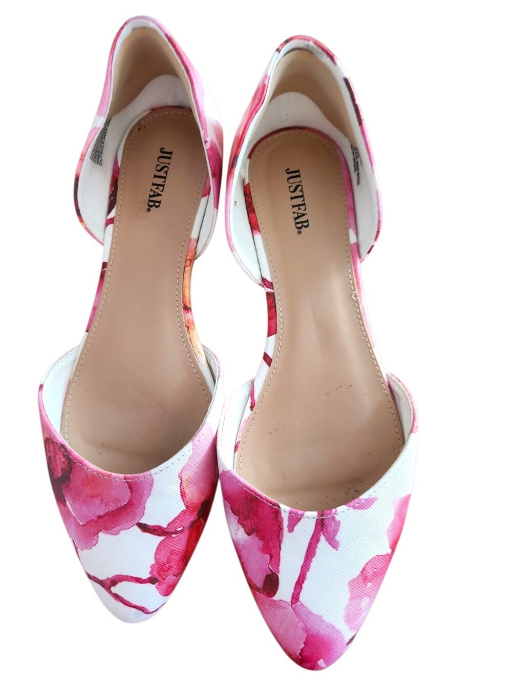 JustFab Steal The Show Pink Floral D'Orsay Flats Slip-Ons w/Box Women's Size 8.5 - Picture 2 of 15
